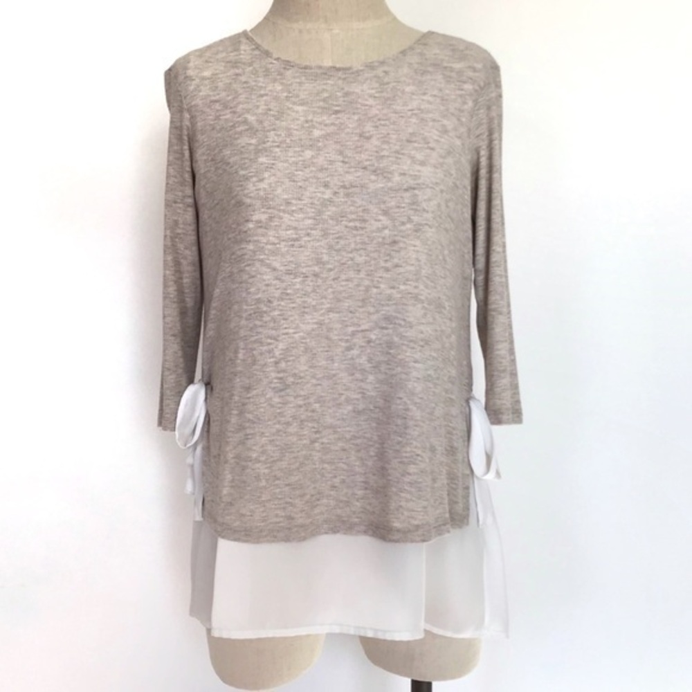 Pebble & Stone Cream Side Tie Top Size Small